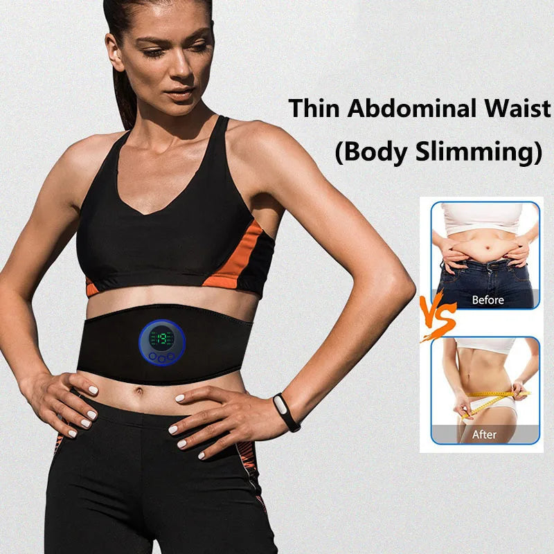 Electric Abs Abdominal Trainer Toning Belt EMS Muscle Stimulator Toner Smart Body Slimming Weight Loss Home Gym Fitness Equiment